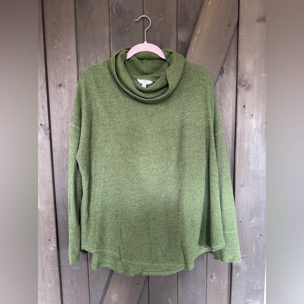 Time and Tru Olive Cowl Neck Sweater
